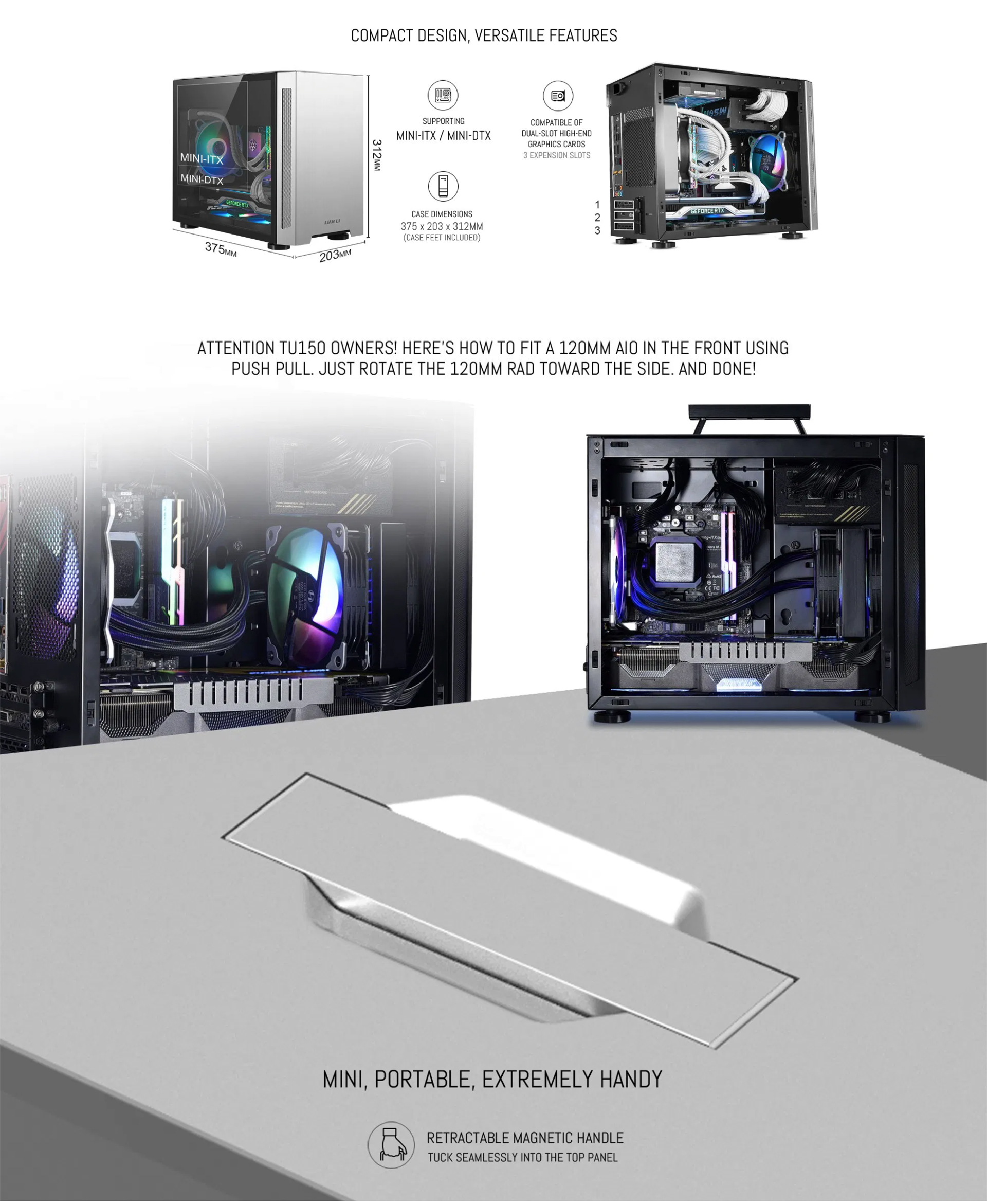 PC-TU150 - Portable and powerful tempered glass mini-itx chassis