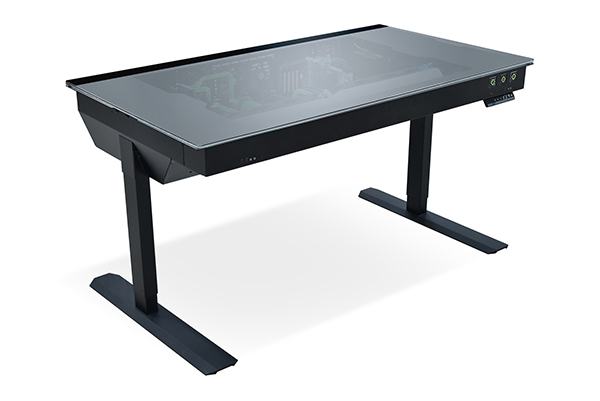 Electrical Height Adjustable Table, Glass Desk Computer Case