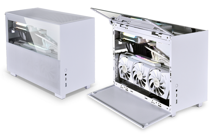 日本製・綿100% LIANLI Q58ーWー3 ホワイト MiniーITX PCケース 3スロットサイズの大型GPU搭載可能 PCIe  3.0対応ライザーケーブル付属